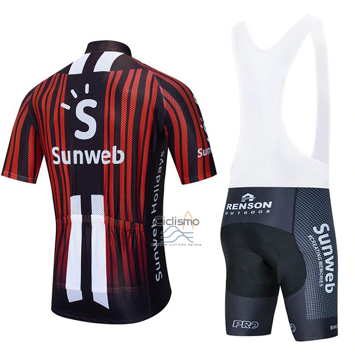 Sunweb Ropa Ciclismo Culotte Corto 2020 Mangas Cortas Negro Rojo